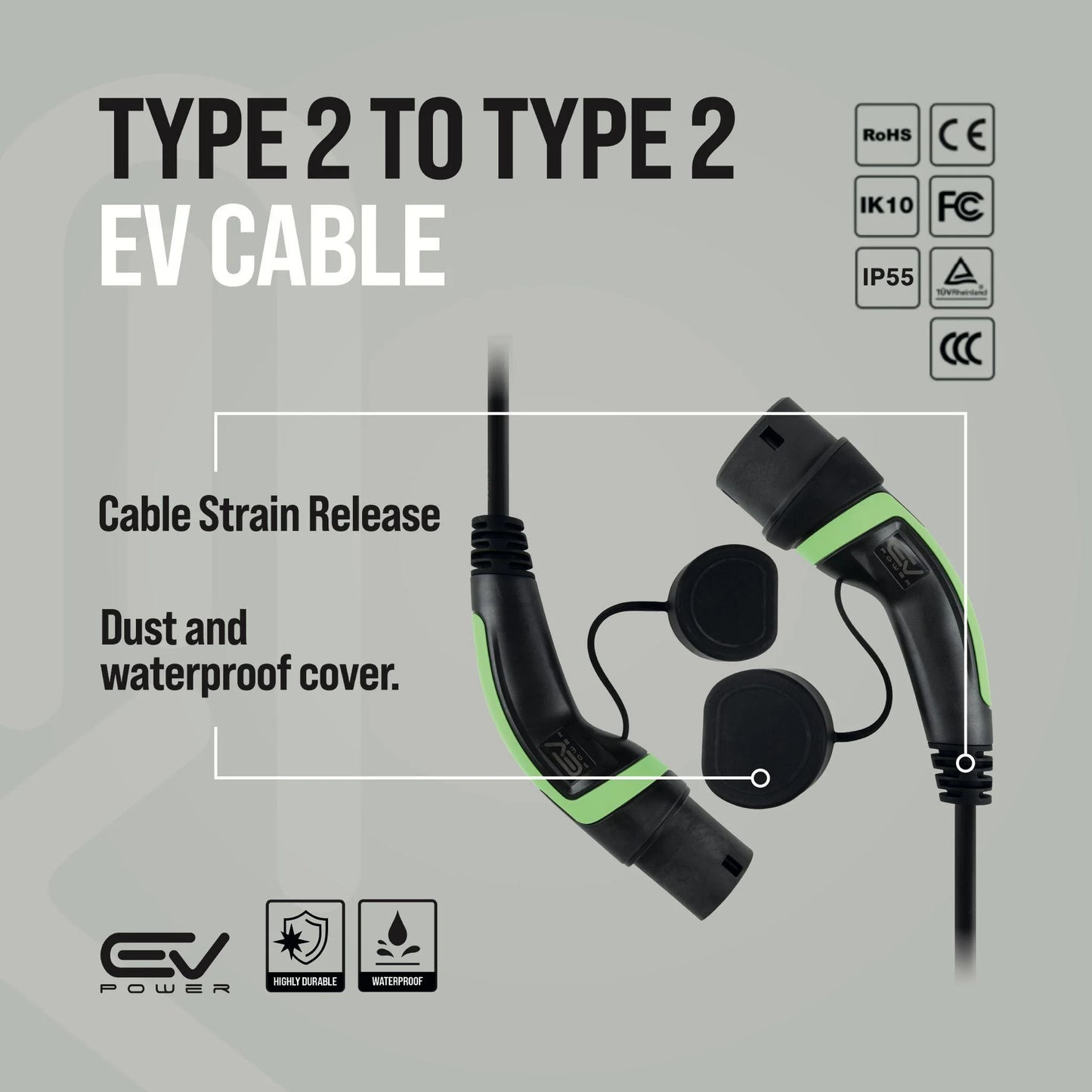  Type 2 to Type 2 Charging Cable